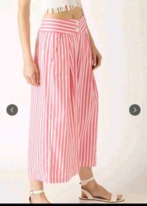 Pink Striped Cropped Trouser