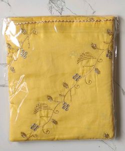 Beautiful Yellow Embroidered Saree