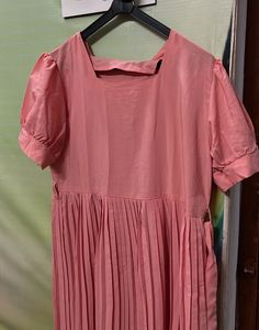 Pink Pleated Midi Dress
