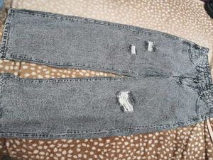 Distressed Grey Wide Leg Jeans