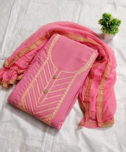 Elegant Pink Embroidered Kurti Piece with Dupatta