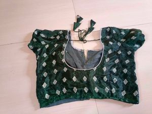 Green Velvet Blouse with Diamond Pattern