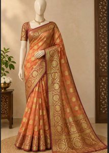 Elegant Peach Silk Saree