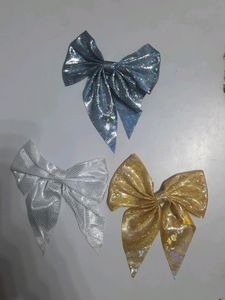 Premium Quality Bow Shimmer Hair Clip. Pack Of 3. Brand New/ Unuse