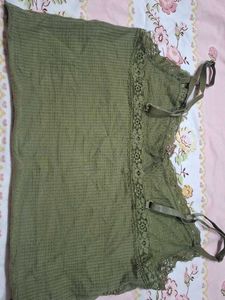 y2k Olive Green Lace Trim Cami Top