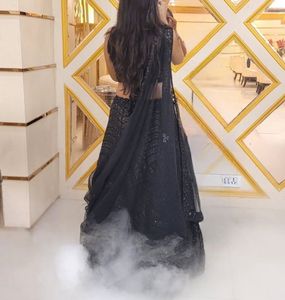 Sparkling Black Sequined Lehenga Choli Set