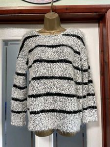 Striped Fuzzy Knit Top