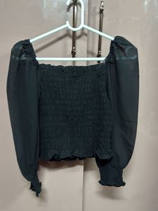 Chic Black Smocked Top
