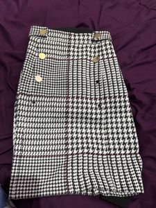 Houndstooth Double-Breasted Skirt