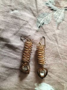 Vintage Gold Coil Heart Earrings