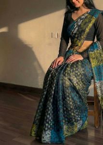 Elegant Blue Printed Saree