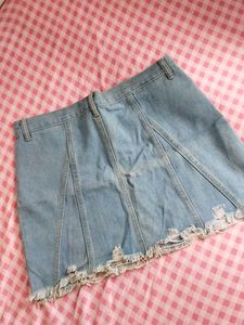 Light Wash Denim Mini Skirt