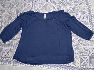 Navy Blue Cold Shoulder Top