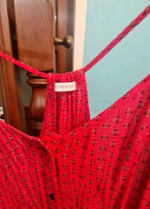 Red Printed Spaghetti Strap top