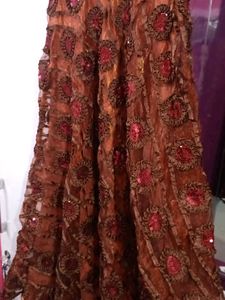 Elegant Brown &amp; Red Ethnic Gown