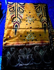 Beautiful 😍 Mustard Yellow With Meroon Silk Saree
