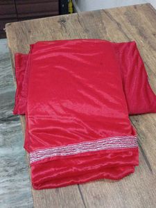 Vibrant Red Saree with Embellished Border