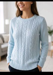 Light Blue Cable Knitted Top
