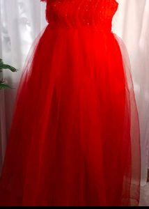 Stunning Red Embellished One-Shoulder Gown