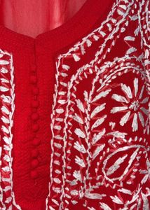 Red Chikankari Kurta