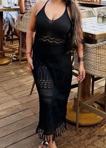 Chic Black Crochet Maxi Dress