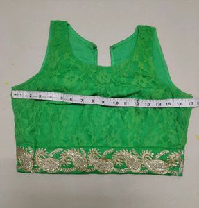 Beautiful Light Green Net Blouse with Golden Embro