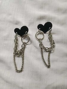 y2k gothic grunge black heart Chain Earrings