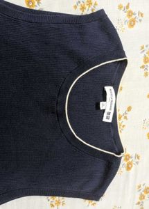Navy Ribbed Sleeveless Top
