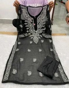 Elegant Black Embroidered Kurta Set