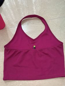 Stylish Pink Halter Neck Crop Top