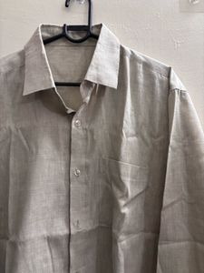 Classic Linen Blend Button-Up Shirt