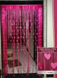 Pink Heart Door Curtain set of two