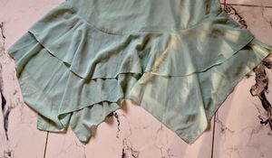 Asymmetrical Flowy Mint blue Ruffle Gown
