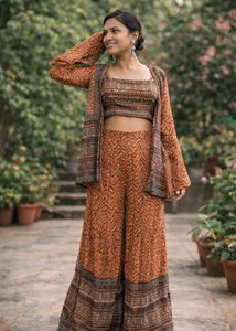 Ethnic Crop Top with Palazzo Set