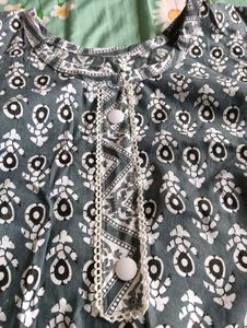Stylish Grey Kurta with White Print