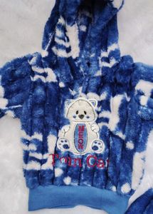 Cozy Blue Bear Faux Fur Hoodie &amp; Pants Set