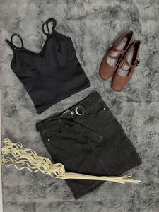 Black Denim Skirt
