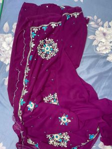 Purple Embellished Saree