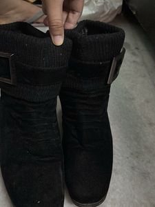 Cozy Black Velvet Boots