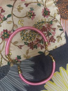 Pink Off-white Elegant Embroidered Clutch