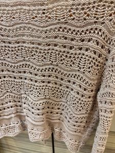 ✨ Beige Crochet Knit Tie-Up Top ✨