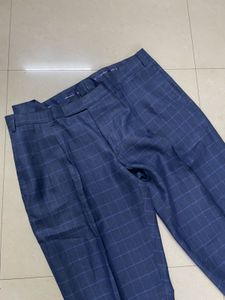 Blue Checkered Formal Trousers
