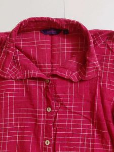 Women's red Checkered Kurta