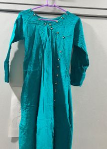Teal Button-Front Maxi Dress