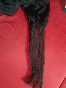 Chic Black Lace Trim Top