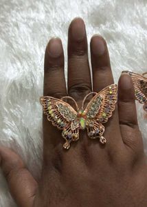Butterfly rings with Rhinestones