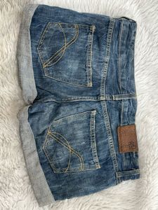Blue FCUK original Denim Cuff Shorts