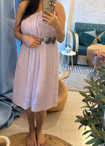 One-Shoulder Lavender Maxi Dress