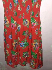 Red Floral Off-Shoulder Smocked Dress