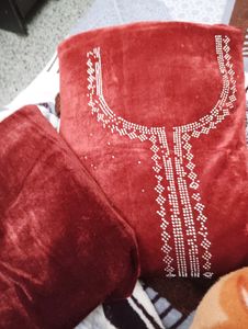 Maroon Velvet Unstitched Suit